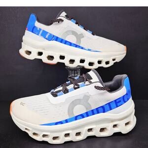 On Running Athletic Shoes in White and Blue